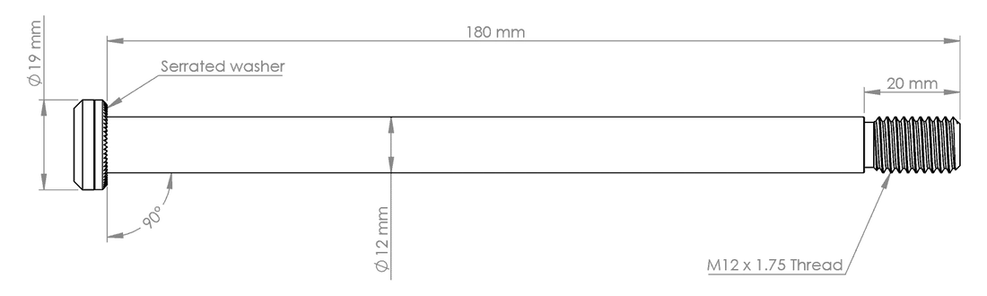 Burgtec Rear Thru Axle - 180mm x 12mm x 1.75mm