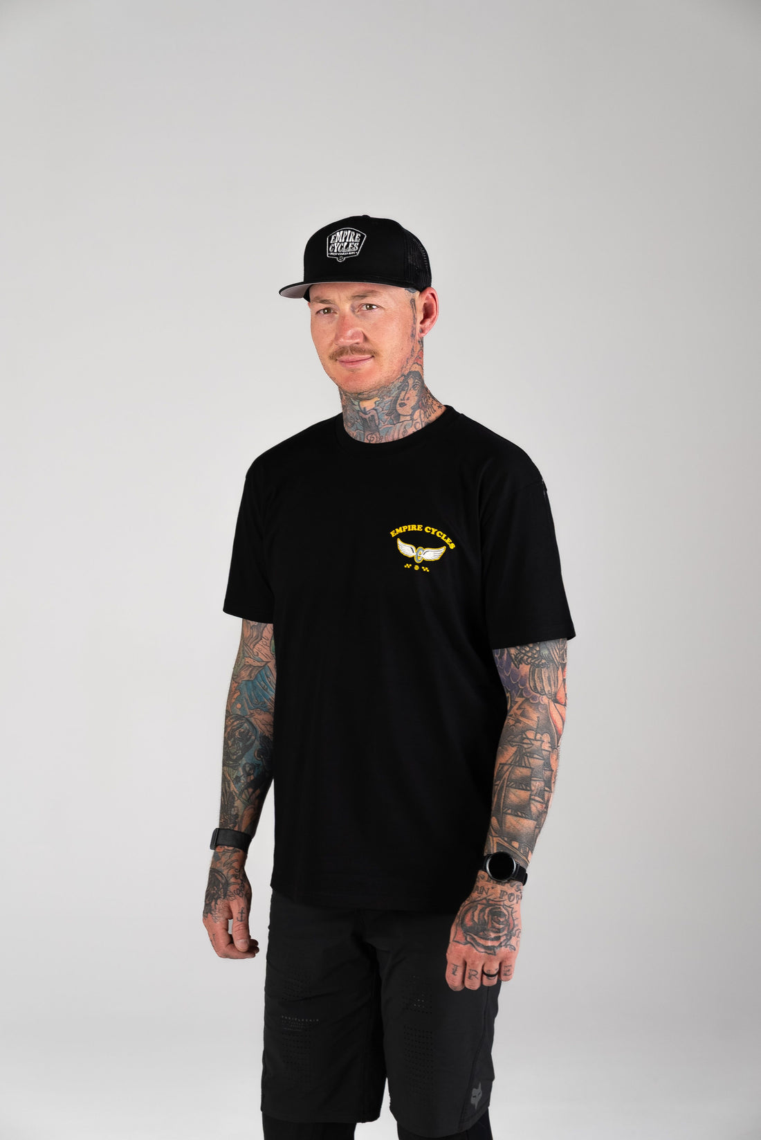 Empire Cycles Winged Wheel T Shirt Black