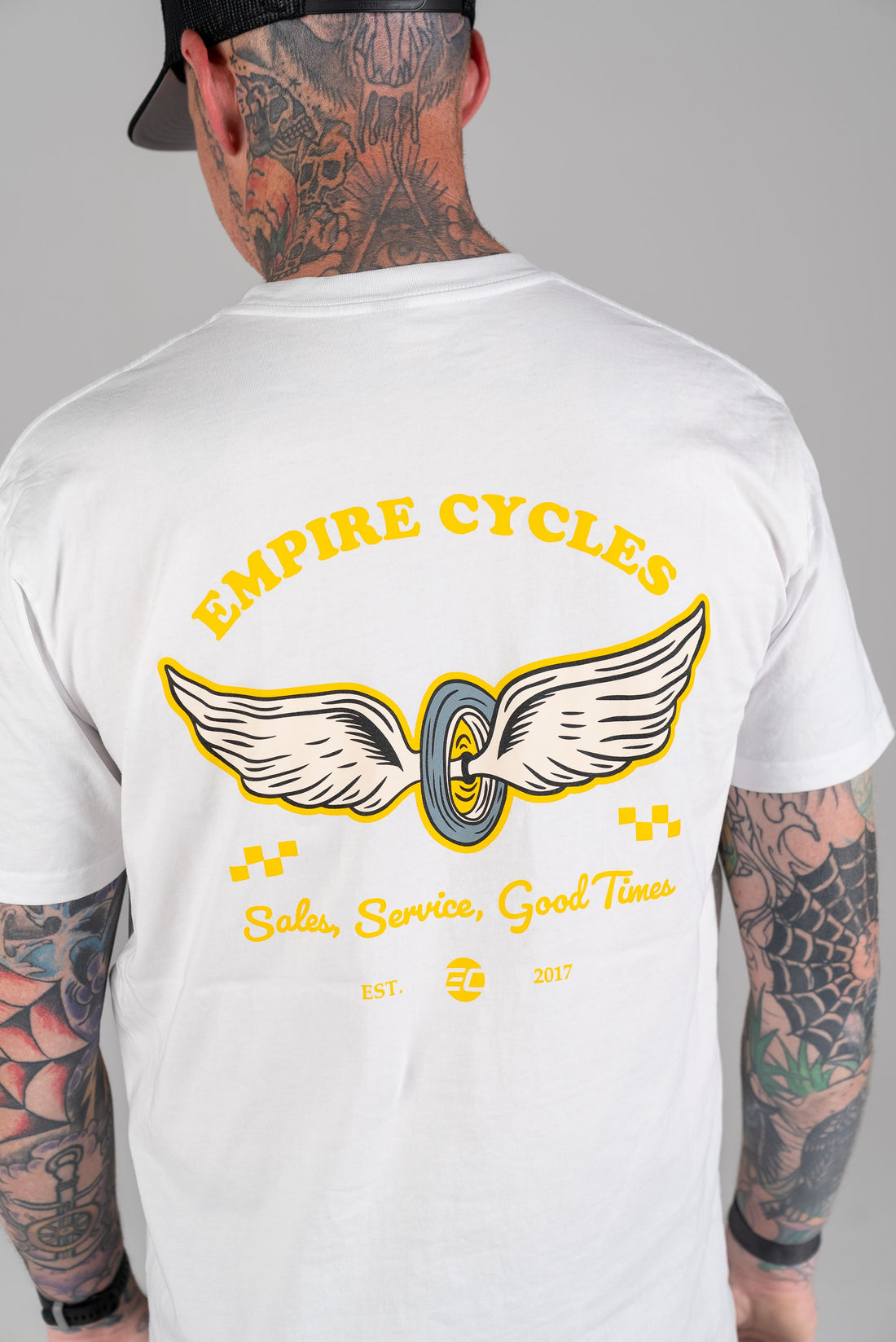 Empire Cycles Winged Wheel T Shirt White